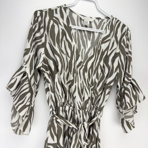 APRICOT Transitionnal Zebra Print Flowy Ruffles Midi Maxi White Green Dress‎ S - Picture 5 of 11